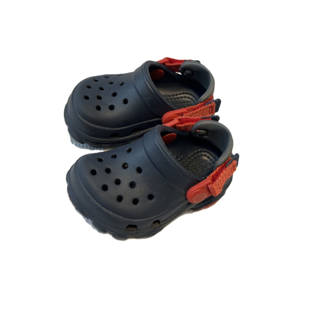 Crocs Kids Classic All-Terrain Clog Navy Red Adjustable Strap Shoes Size C4